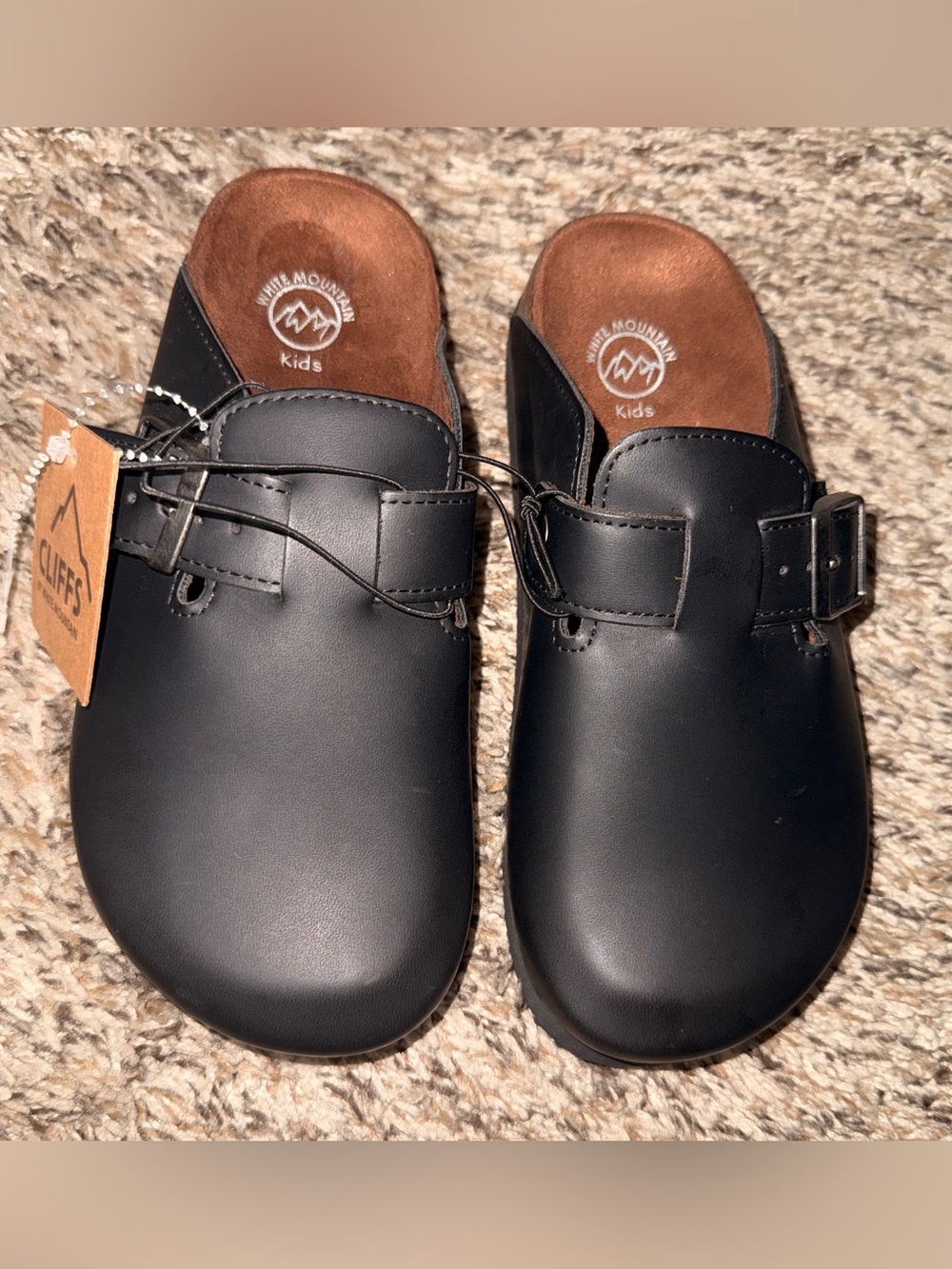 White Mountain Kids Black Buckle Slip-On Clog